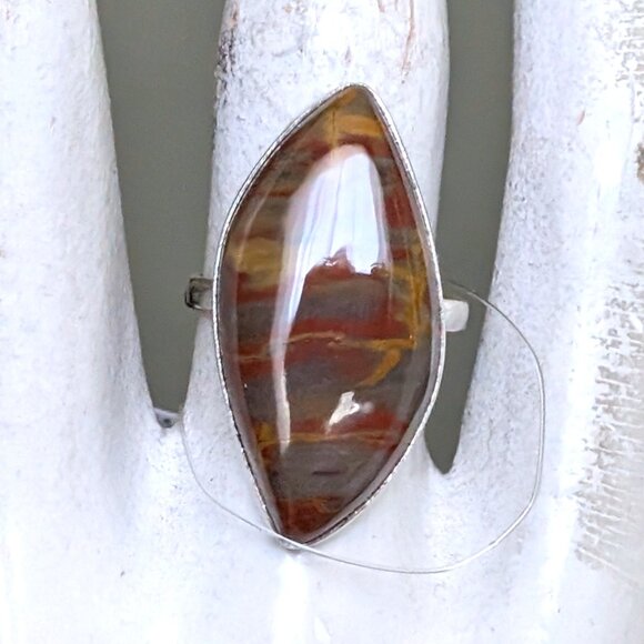 NWT Russian Russia Sterling Silver 925 Brown Grey Jasper Earrings And Ring Set - Picture 10 of 16